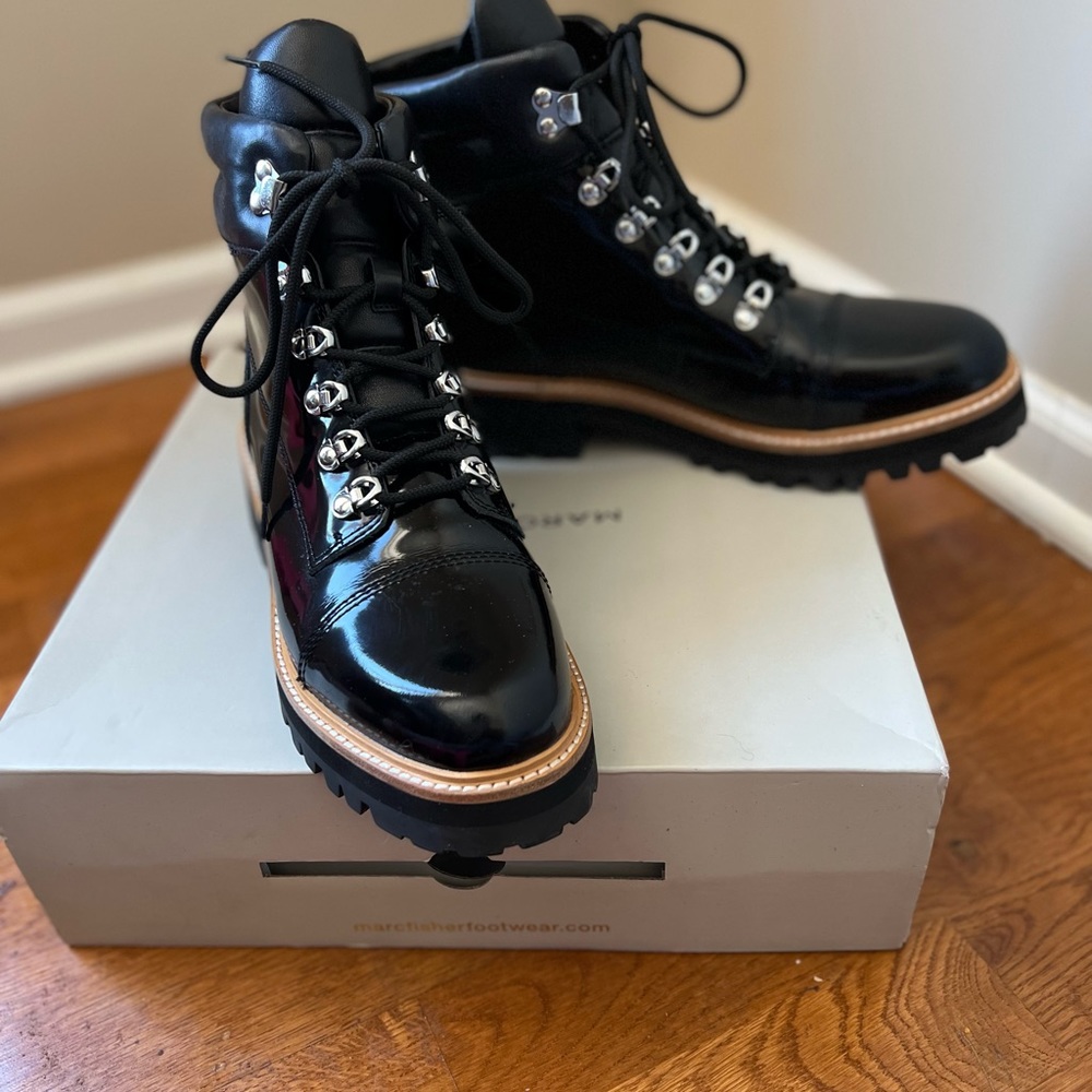 SOLD Patent Leather Marc Fisher Combat Boots
